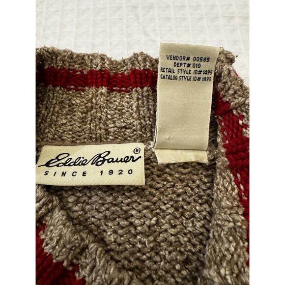 Vintage Eddie Bauer Sweater Snowflake Reindeer Cottage Cabin Wool Blend Sz M - Picture 6 of 11